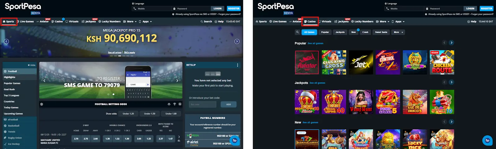 SportPesa Casino and Sportsbook Screenshot